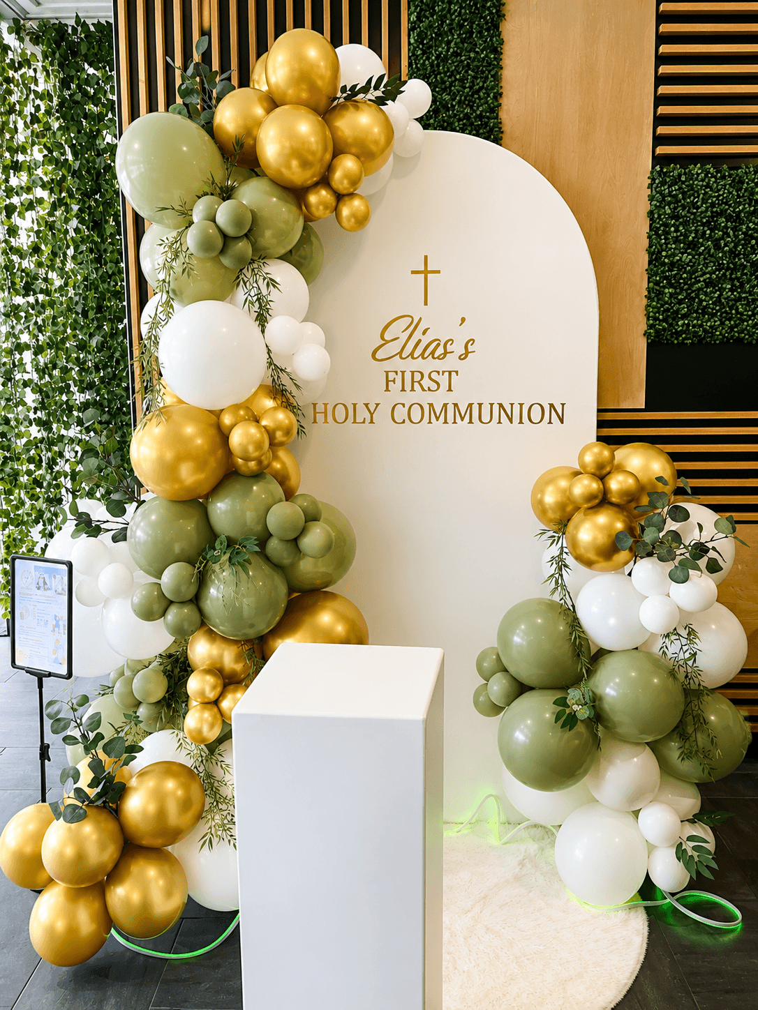 First Holy Communion with an elegant custom backdrop